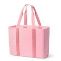 Sun-Day Collapsible Tote in Rosy Rays, solid light pink tote bag with matching pink carry loops and pink horizontal strap accent